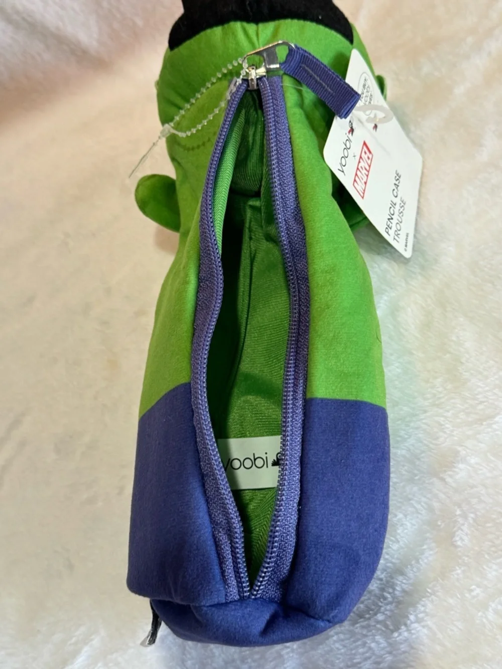 Yoobi Green and Purple Plush Pencil Pouch
